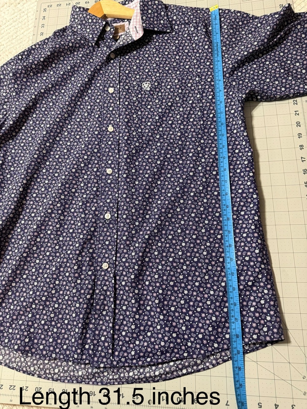 Ariat Purple Short Sleeve Button-Up with White Paisley 0157 - Picture 15 of 15